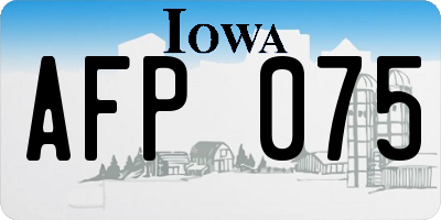 IA license plate AFP075