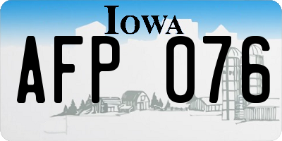 IA license plate AFP076