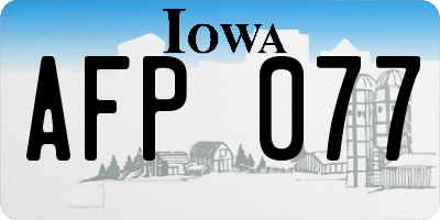 IA license plate AFP077
