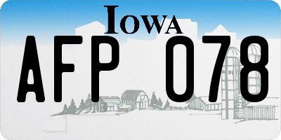IA license plate AFP078