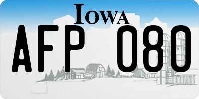 IA license plate AFP080
