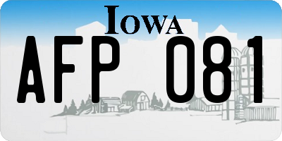 IA license plate AFP081