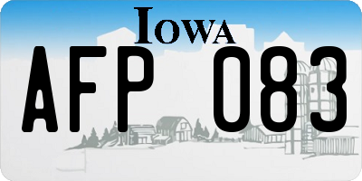 IA license plate AFP083