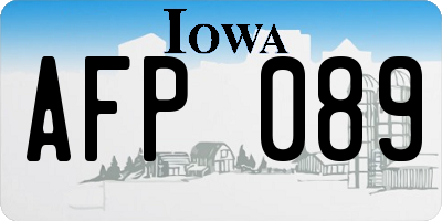 IA license plate AFP089