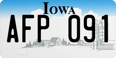 IA license plate AFP091