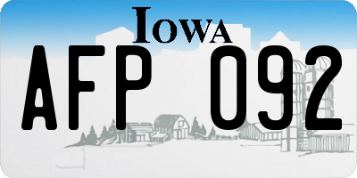 IA license plate AFP092