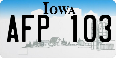 IA license plate AFP103