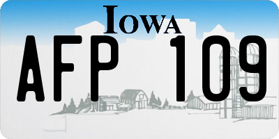 IA license plate AFP109
