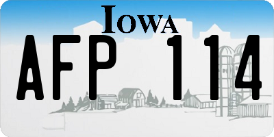 IA license plate AFP114