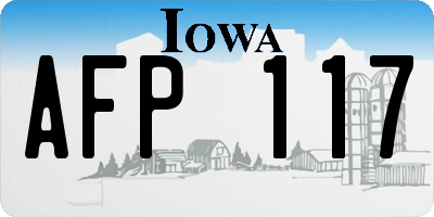 IA license plate AFP117