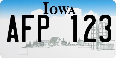 IA license plate AFP123