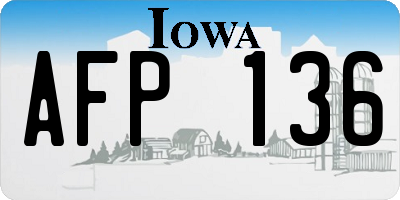 IA license plate AFP136