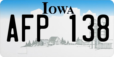 IA license plate AFP138