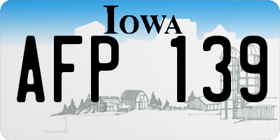 IA license plate AFP139