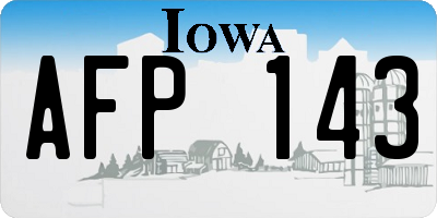 IA license plate AFP143