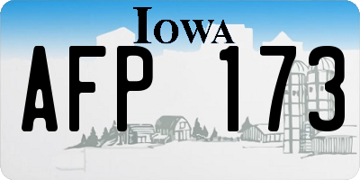 IA license plate AFP173