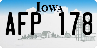 IA license plate AFP178