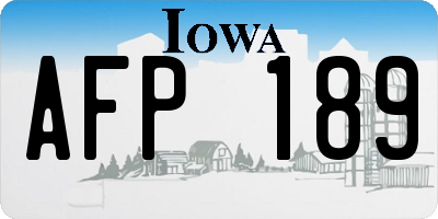 IA license plate AFP189