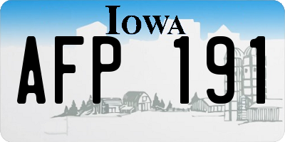 IA license plate AFP191