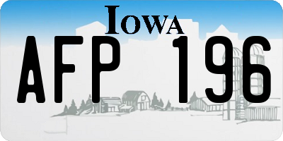 IA license plate AFP196
