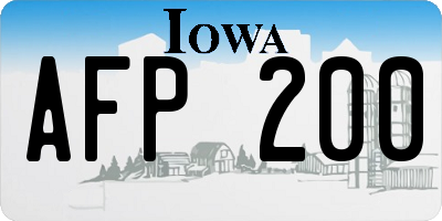 IA license plate AFP200