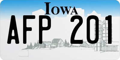 IA license plate AFP201