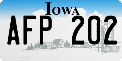 IA license plate AFP202
