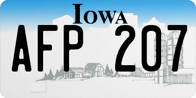 IA license plate AFP207