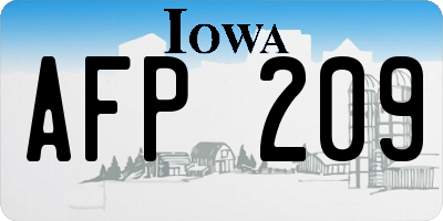 IA license plate AFP209