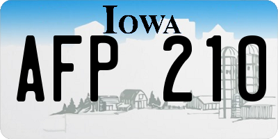 IA license plate AFP210