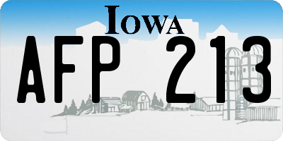IA license plate AFP213