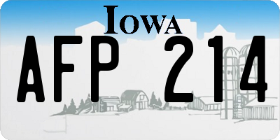 IA license plate AFP214