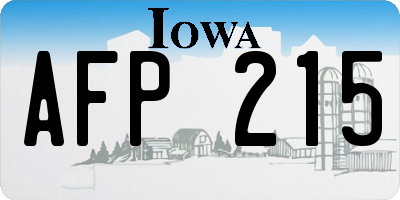 IA license plate AFP215