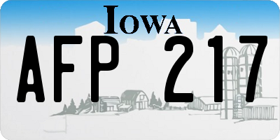 IA license plate AFP217