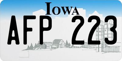 IA license plate AFP223