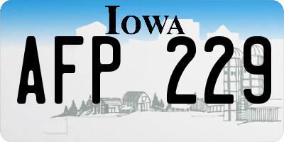 IA license plate AFP229
