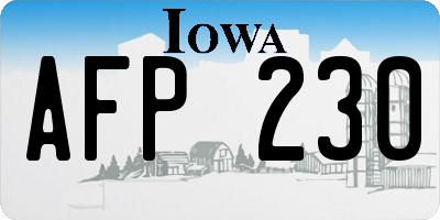 IA license plate AFP230