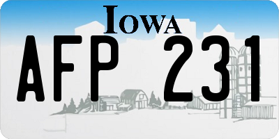 IA license plate AFP231