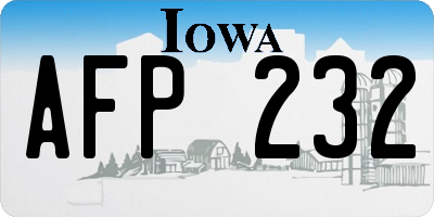 IA license plate AFP232