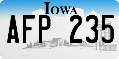 IA license plate AFP235