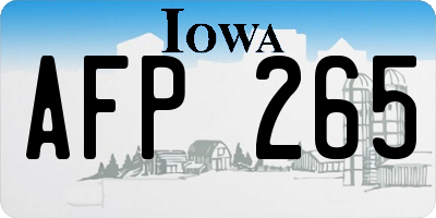 IA license plate AFP265