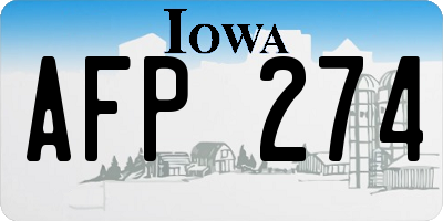 IA license plate AFP274