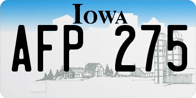 IA license plate AFP275