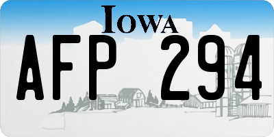 IA license plate AFP294