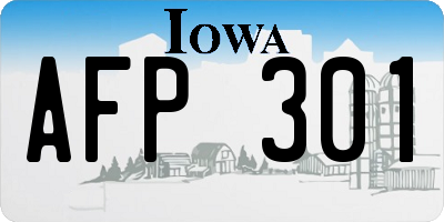 IA license plate AFP301