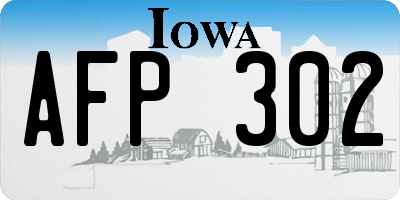 IA license plate AFP302