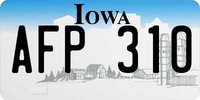 IA license plate AFP310