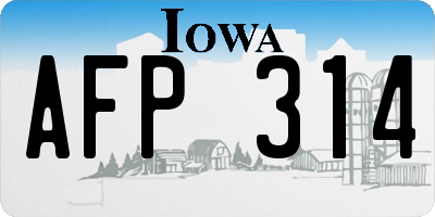 IA license plate AFP314