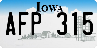 IA license plate AFP315