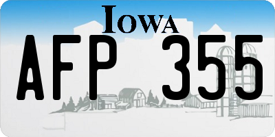IA license plate AFP355
